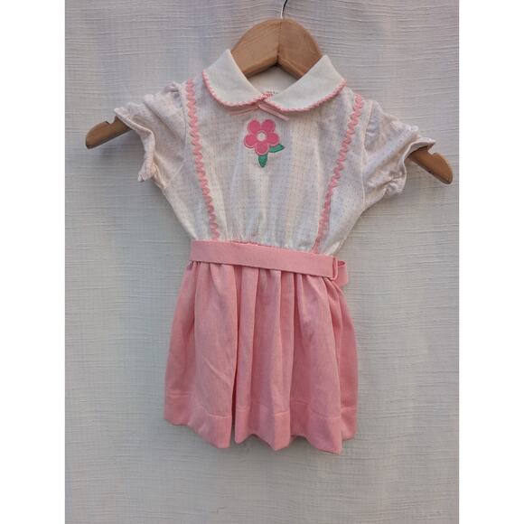 Healthtex Girls Vintage Dress 3T Peter Pan Collar Embroidered Puff Sleeve Retro - Picture 3 of 5